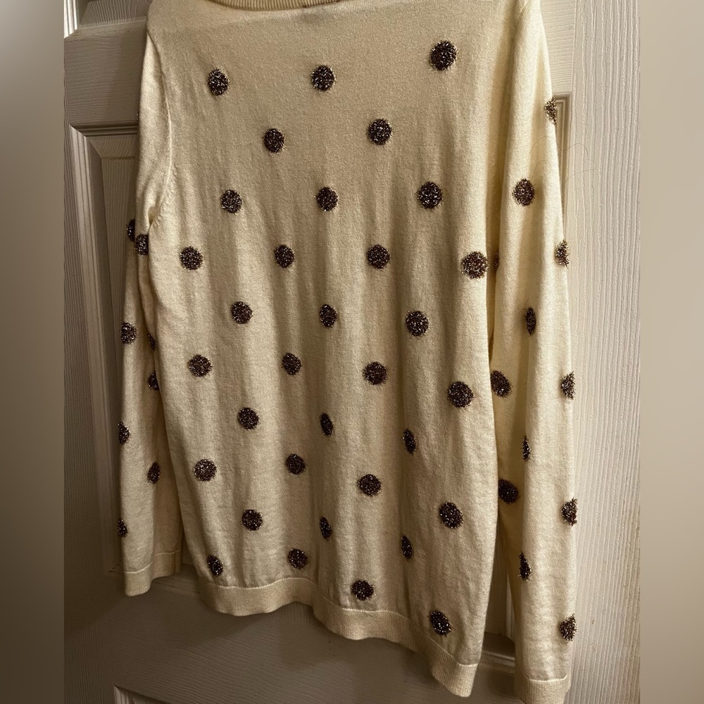 Talbots~GOLD & CREAM Ribbed Sweater~DETAIL ON THE WHOLE SWEATER~M - Picture 9 of 9